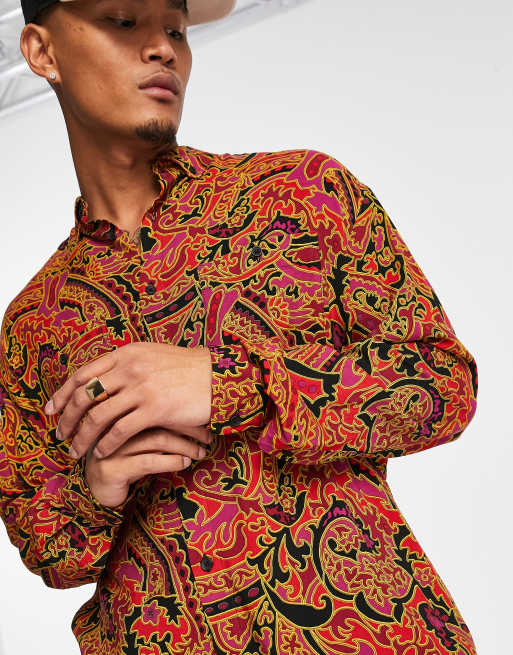 ASOS DESIGN 90s oversized shirt in vintage inspired print, 3 of 4