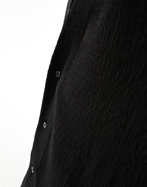 ASOS DESIGN 90s oversized sleeveless textured shirt in black, 3 of 4