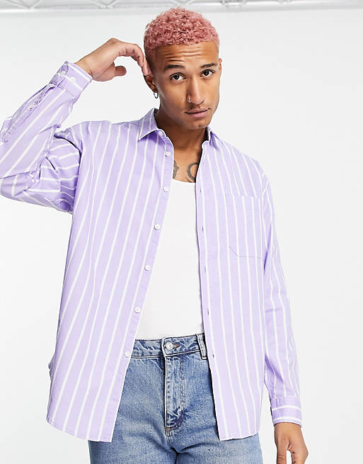ASOS DESIGN 90s oversized stripe shirt in lilac