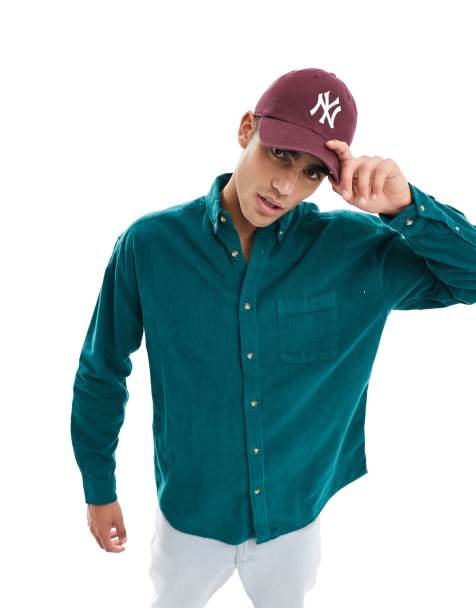 ASOS DESIGN 90s oversized style cord shirt in collegiate green - view 1