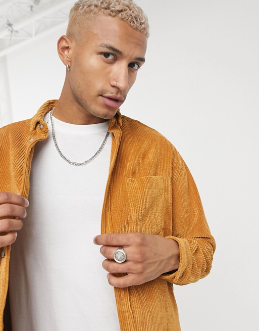 ASOS DESIGN 90s oversized style cord shirt in mustard