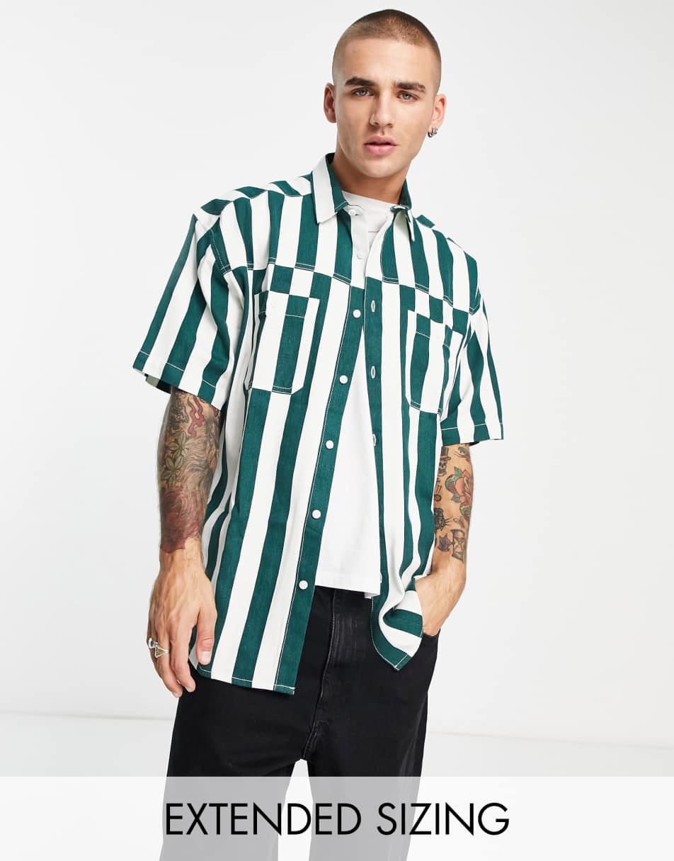 ASOS DESIGN 90s oversized vintage style stripe shirt in cotton blend