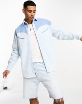 ASOS DESIGN relaxed revere satin bowling shirt with chest