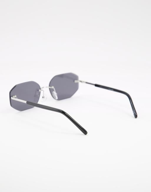 ASOS Design 90s Retro Rimless Sunglasses in Black