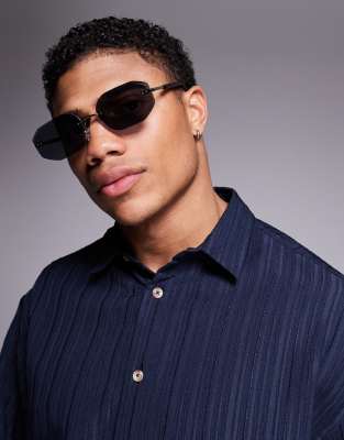 Asos Design 90s Retro Rimless Sunglasses In Black