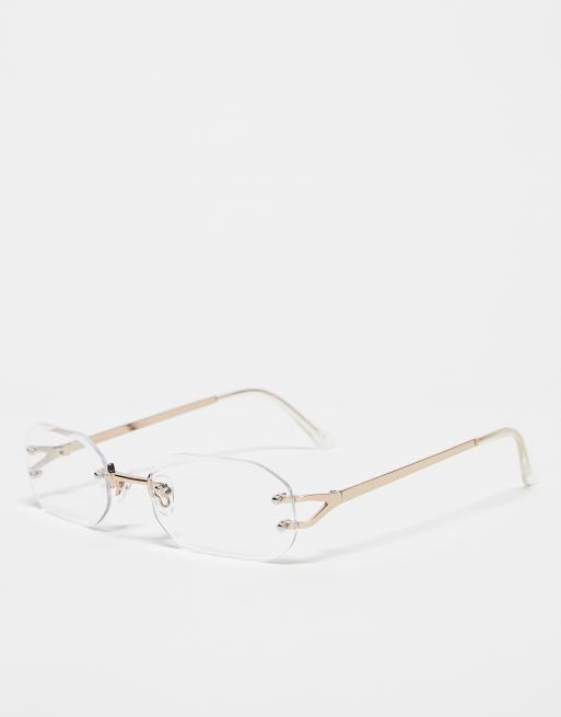 ASOS DESIGN 90's rimless fashion glasses with clear lens