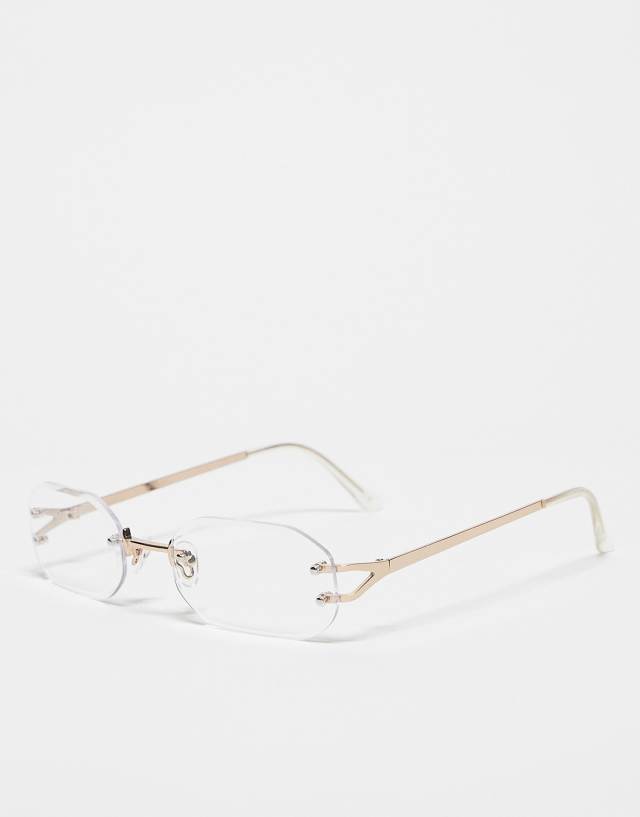 ASOS DESIGN 90's rimless fashion glasses with clear lens