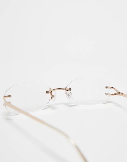 ASOS DESIGN 90 s rimless fashion glasses with clear lens