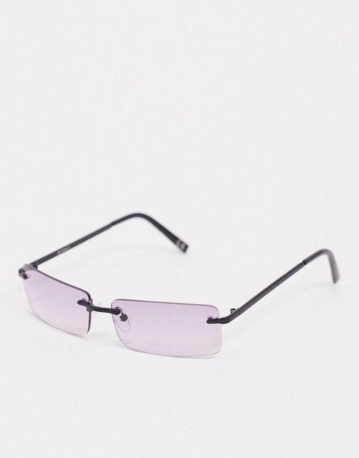 ASOS DESIGN 90s rimless square glasses in lilac lens