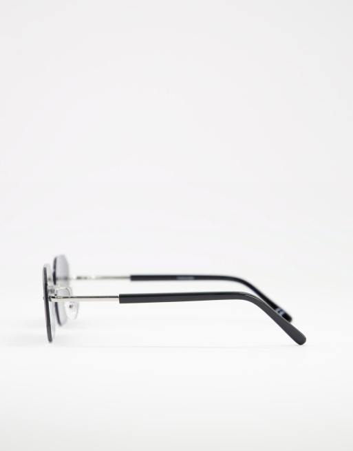 ASOS DESIGN 90s rimless sunglasses with black lens and metal black frame, 4 of 4