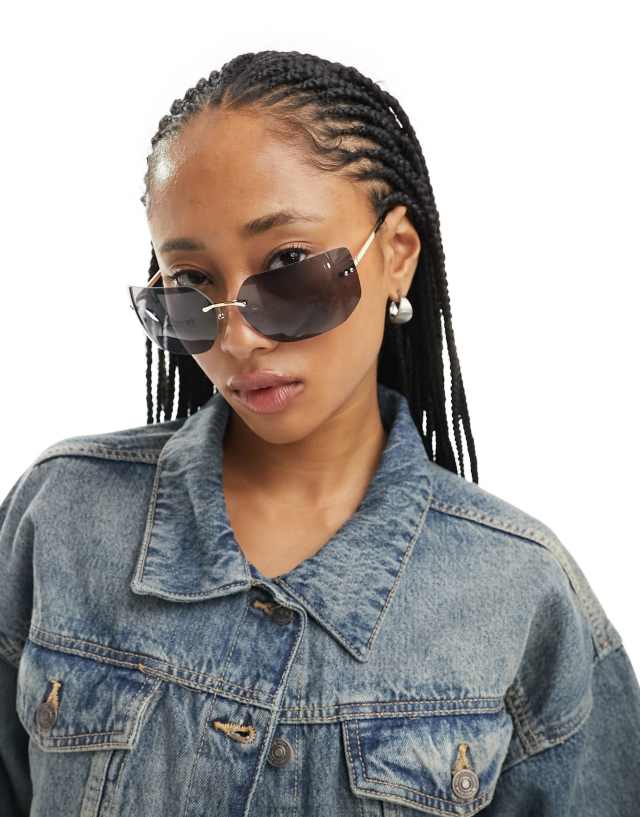 ASOS DESIGN - 90s rimless wrap square sunglasses