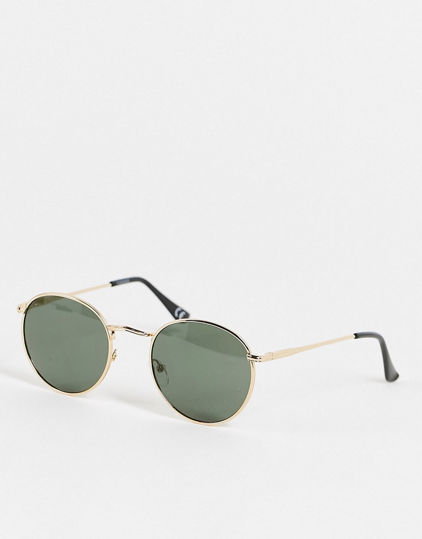 ASOS DESIGN 90s round metal sunglasses with smoke lens in gold