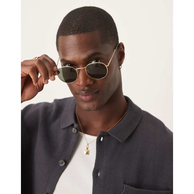 Round gold cheap frame sunglasses