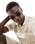 [ASOS DESIGN] ASOS DESIGN 90s round metal sunglasses with smoke lens in gold No Size GOLD