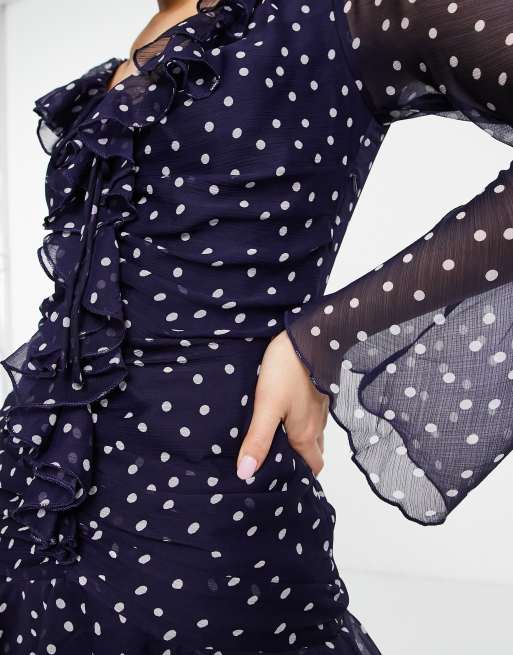 Asos navy shop polka dot dress