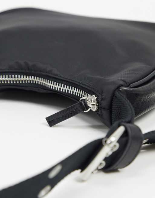 ASOS DESIGN slim 90s shoulder bag in black nylon