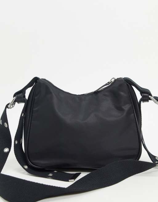 ASOS DESIGN slim 90s shoulder bag in black nylon