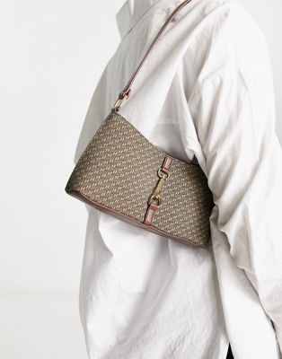 ASOS DESIGN 90s shoulder bag with flap in lilac bobble knit