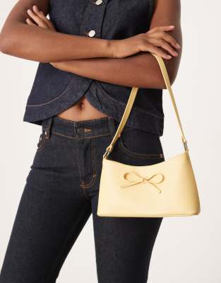 Asos Design 90s Shoulder Bag With Bow In Yellow