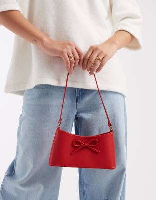 Asos Design 90s Shoulder Bag With Bow In Red