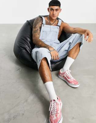 ASOS DESIGN 90's skater fit denim overalls in light wash blue | ASOS