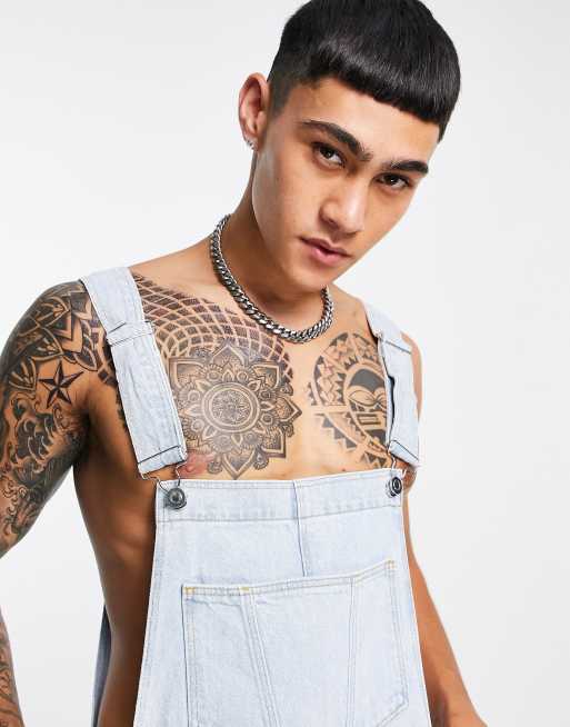 ASOS DESIGN 90's skater fit denim overalls in light wash blue | ASOS
