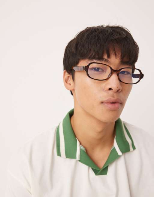 ASOS DESIGN 90's skinny square fashion glasses in tortoise frames with clear lenses