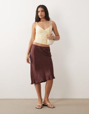 Asos Design 90s Slip Skirt In Neutral