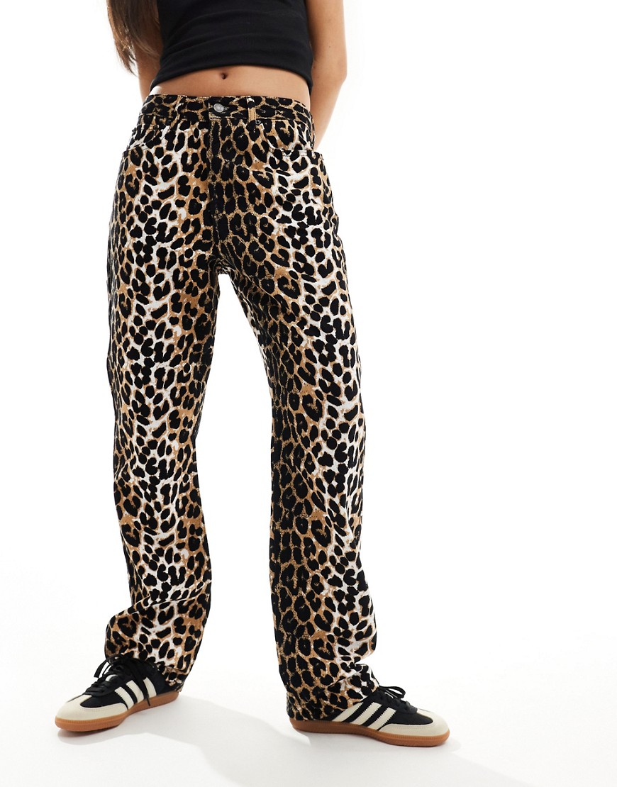 ASOS DESIGN 90s Straight jean in leopard print-Multi