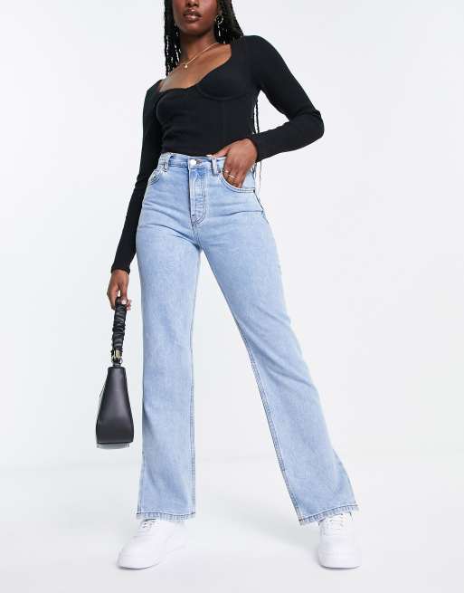 ASOS 90's straight jean in vintage blue with split hem ASOS