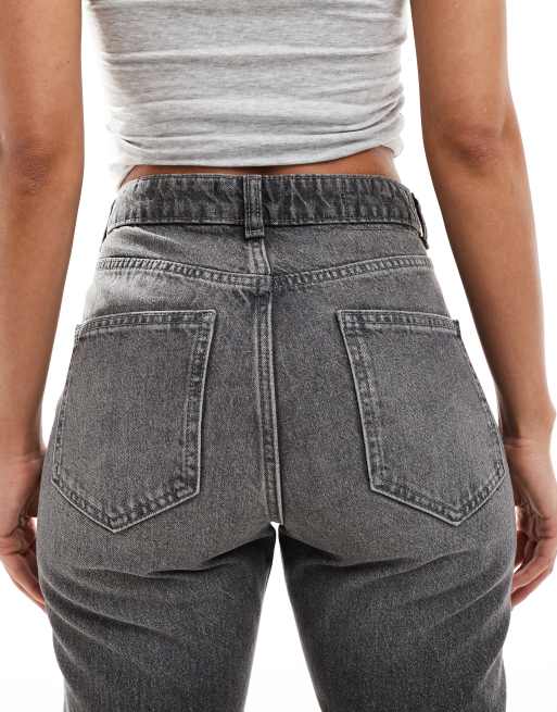 ASOS DESIGN mid rise straight jeans in gray
