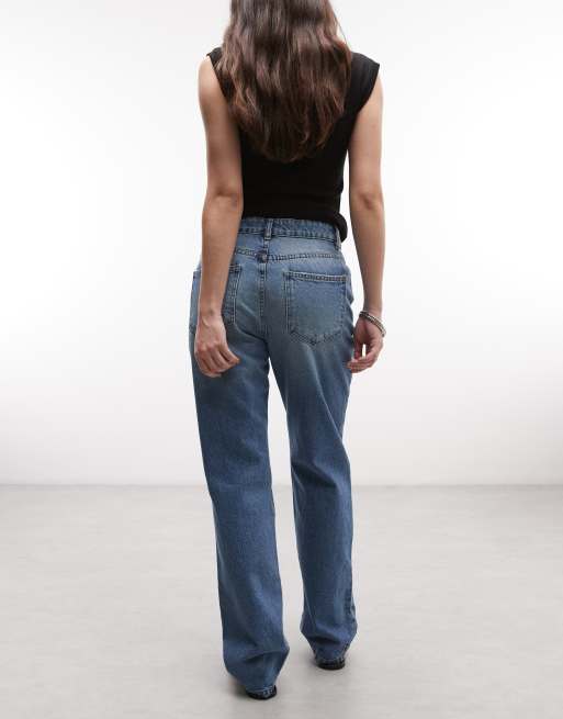 ASOS DESIGN 90s straight jeans in light midwash with rips, 3 of 5