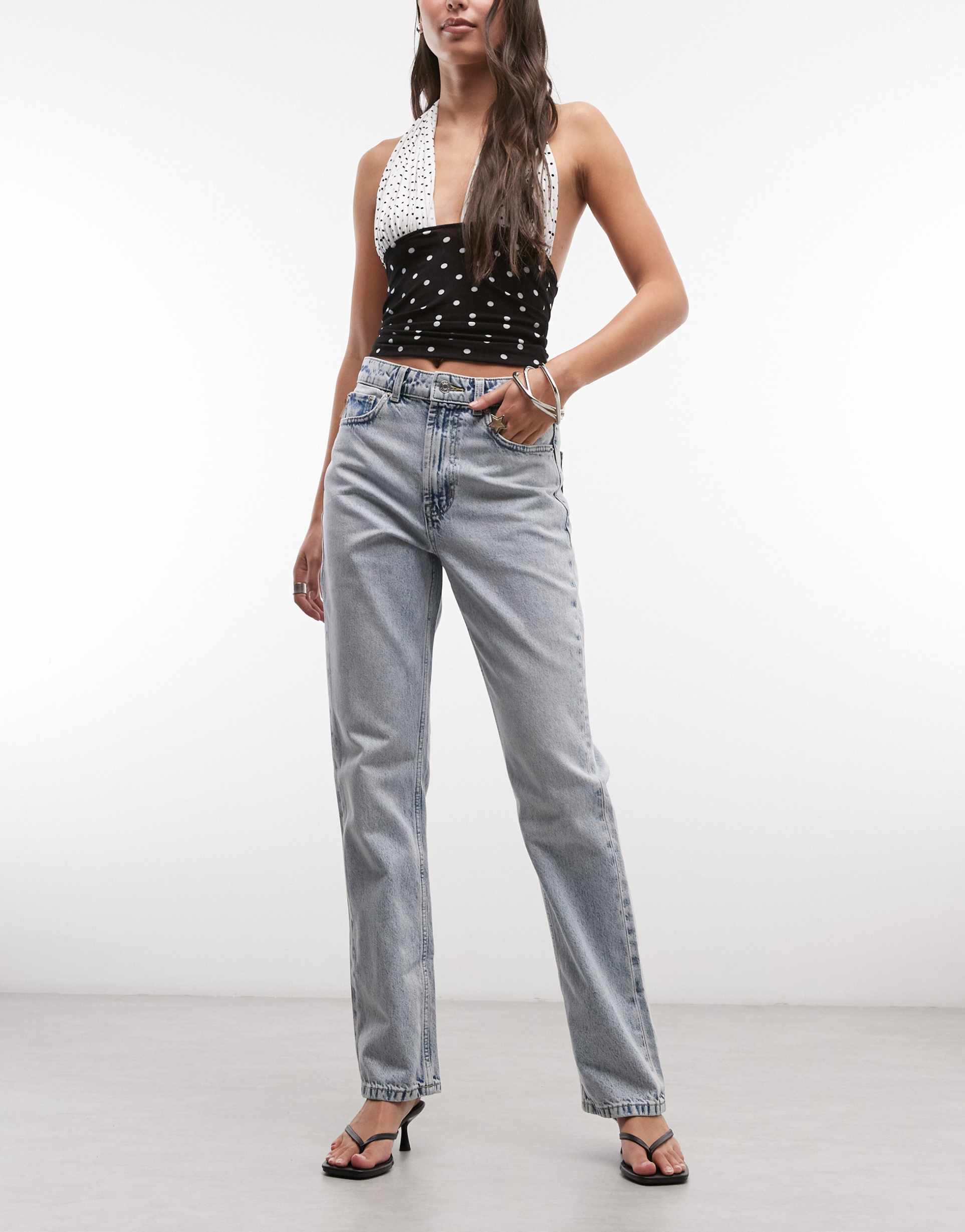 asos design 90s straight jeans in lightwash