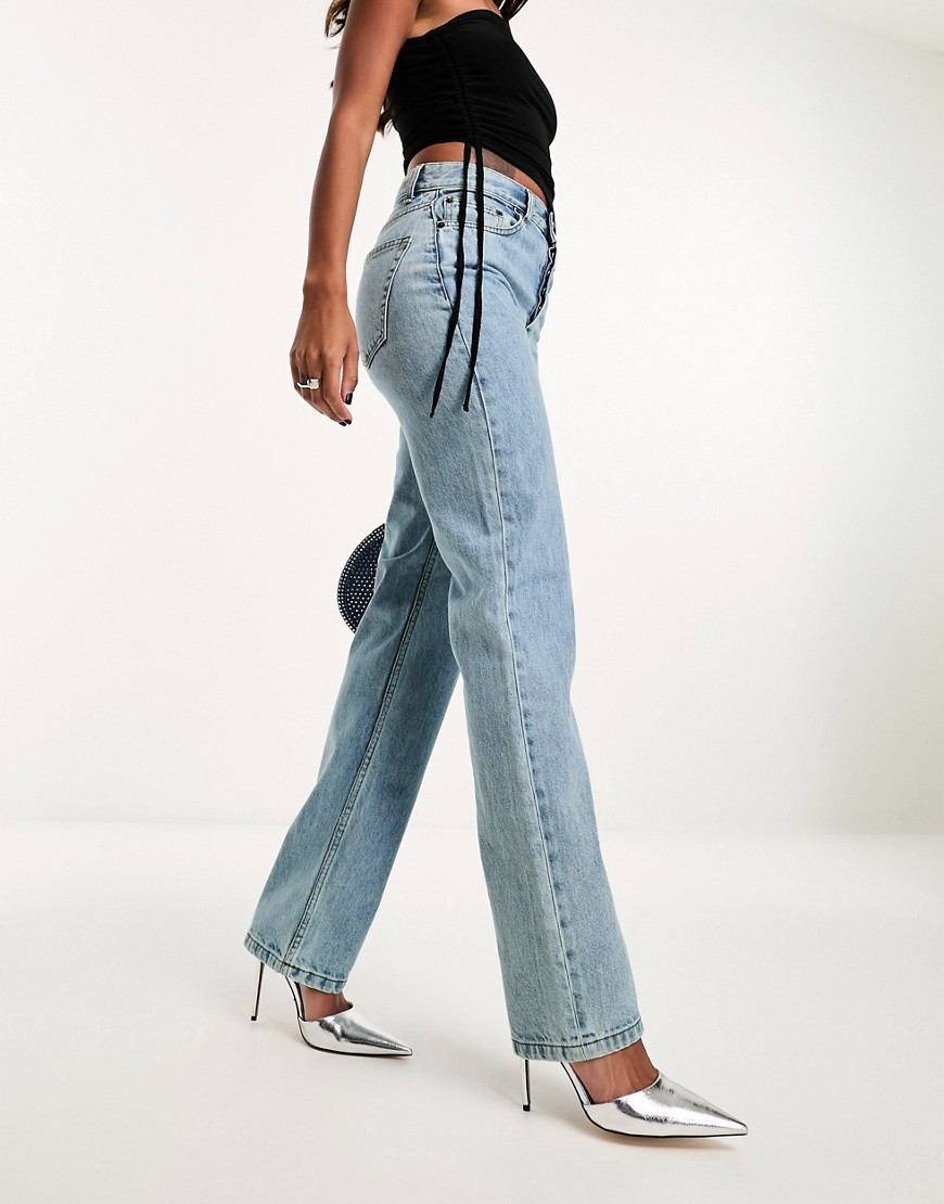 ASOS DESIGN 90s straight jeans in vintage lightwash-Blue