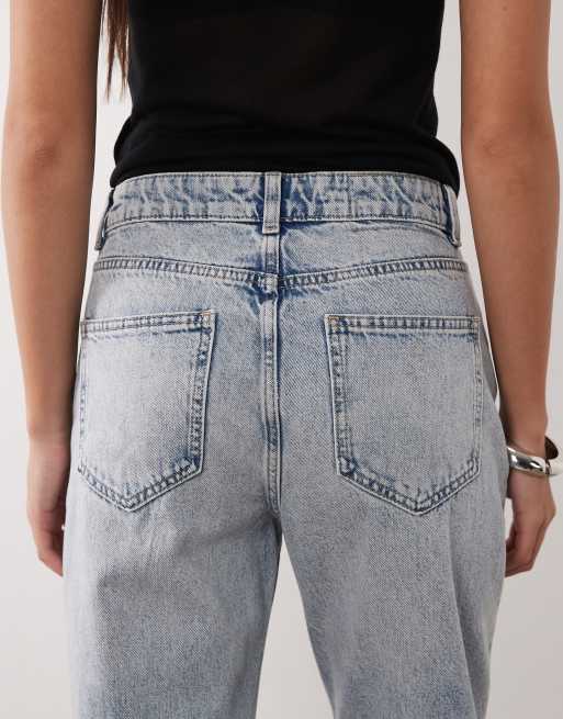 ASOS DESIGN 90s straight jeans with crease detail in lightwash blue, 5 of 5