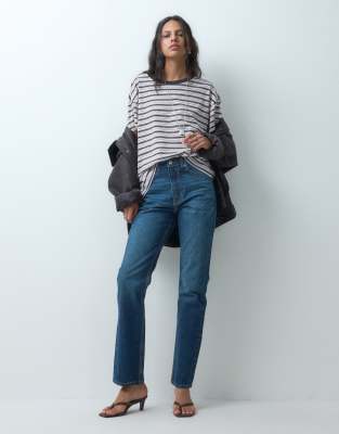 Asos Design 90s Straight Leg Jeans In Blue