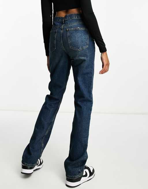 High waist straight leg jeans 90's dark blue (TALL) - Mauré