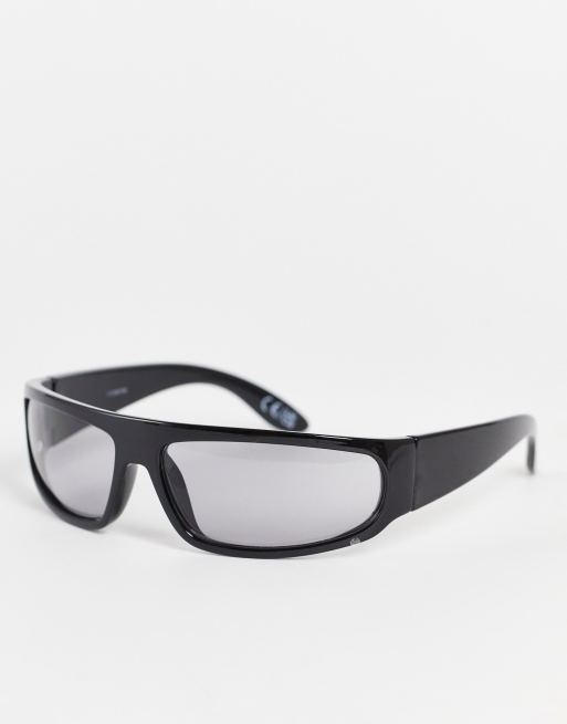 Black Wrap Around Visor Sunglasses