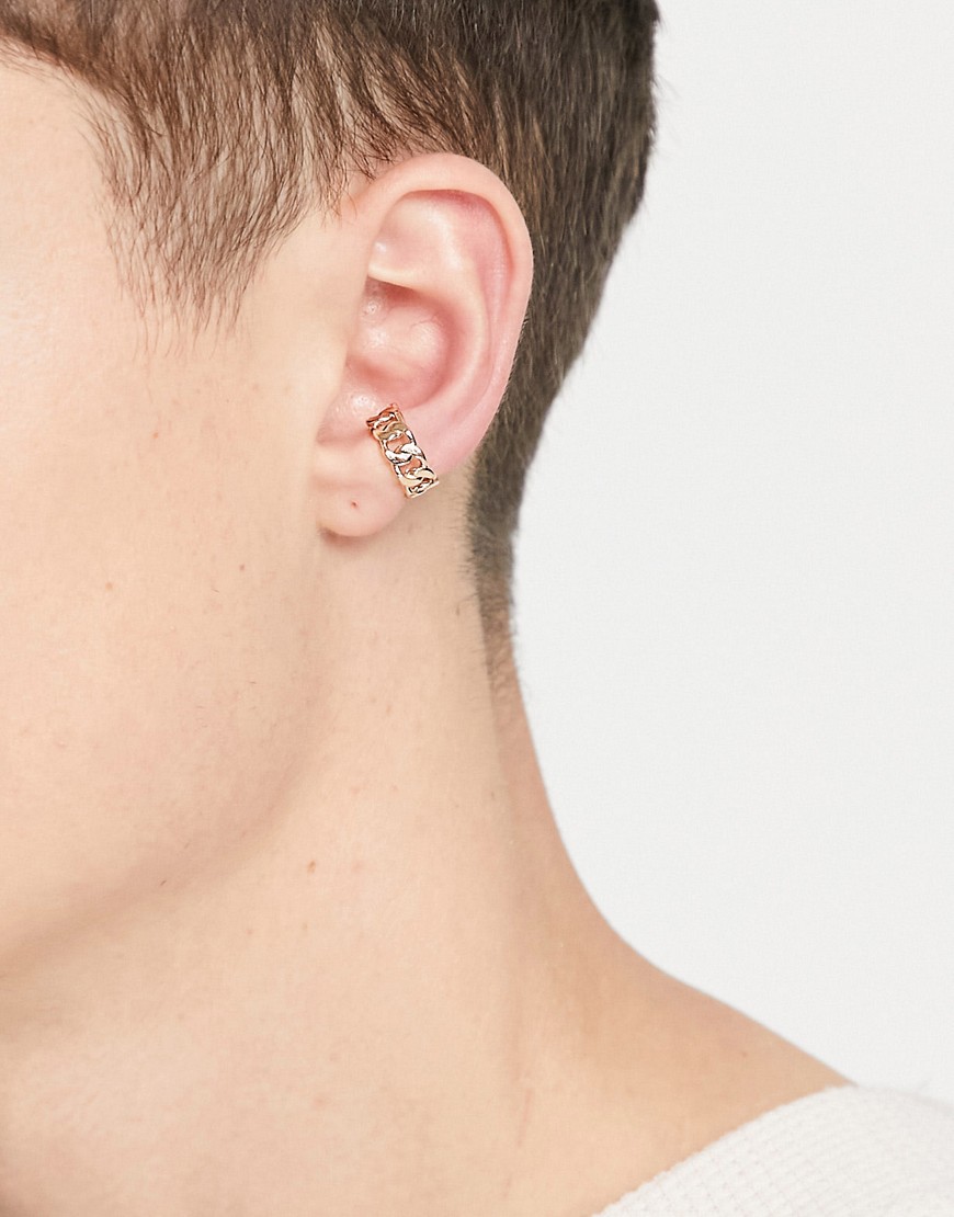 ASOS DESIGN 9mm ear cuff with chain design in gold tone