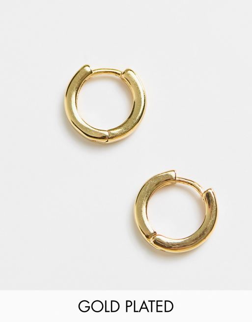  ASOS DESIGN 9mm hoop earrings in 14k gold plate