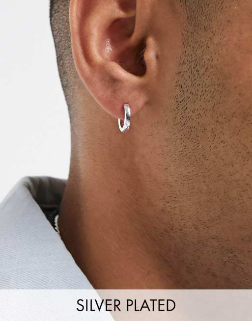 Mens silver hot sale huggie earrings