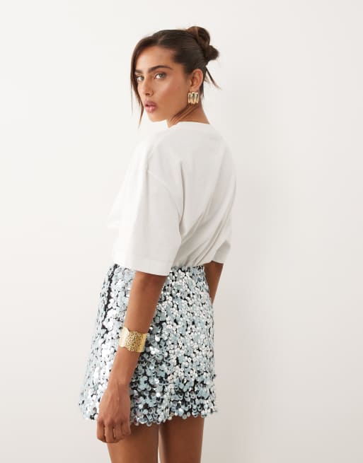 ASOS DESIGN - A-formet mininederdel med udsmykninger og pailletter, 5 af 5