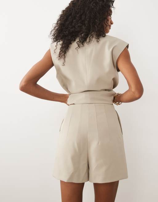 ASOS DESIGN A-lijn korte broek in stone co-ord, 4 van 5