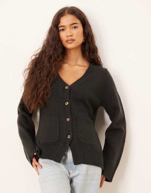 ASOS DESIGN a line boyfriend cardigan with pocket detail in black