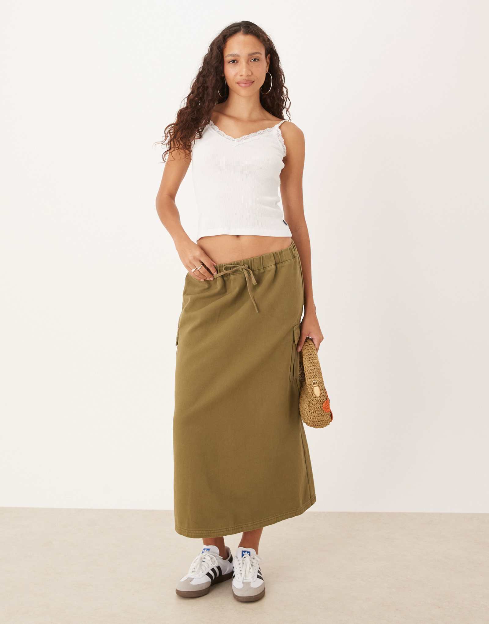 Макси-юбка-карго а-силуэта от ASOS DESIGN цвета хаки