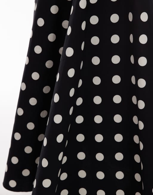ASOS DESIGN a line circle maxi skirt in black polka dot, 3 of 5