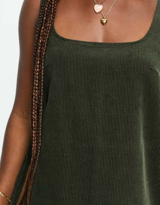 slim fit dress slacks Women's Organic Corduroy Pinafore Dress