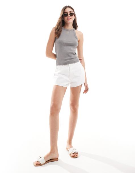 ASOS DESIGN A line denim short in white - view 1