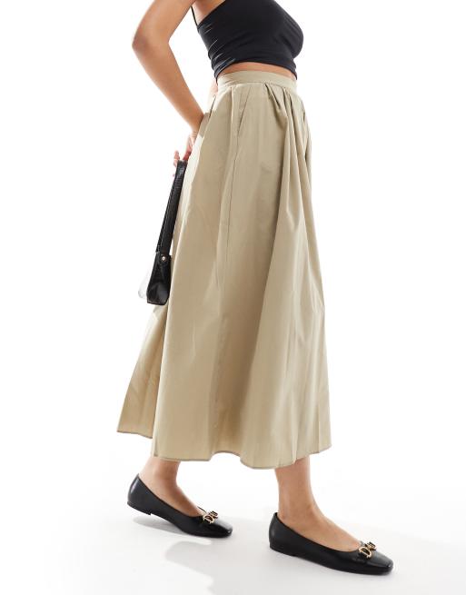 ASOS DESIGN a-line midi skirt in camel