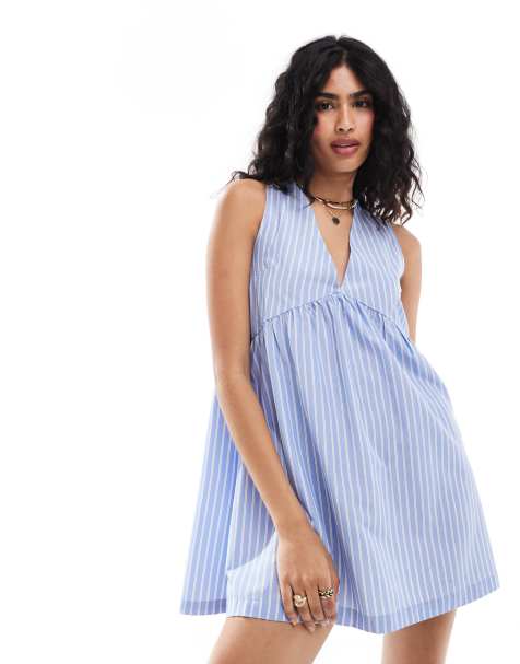 ASOS DESIGN a line mini dress in stripe - view 1